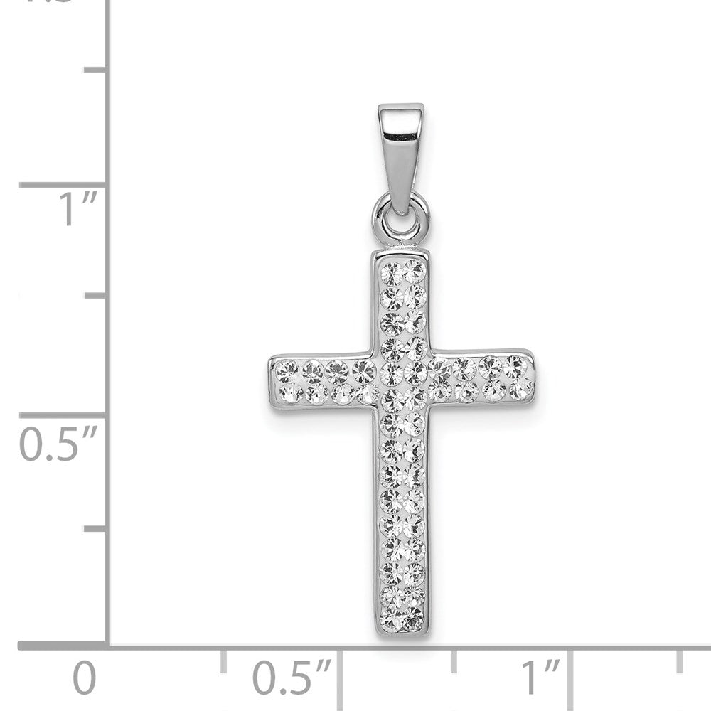 Sterling Silver Rhodium Plated Stellux Crystal Cross Pendant QP2489