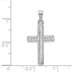 Sterling Silver Rhodium Plated Stellux Crystal Cross Pendant QP2489