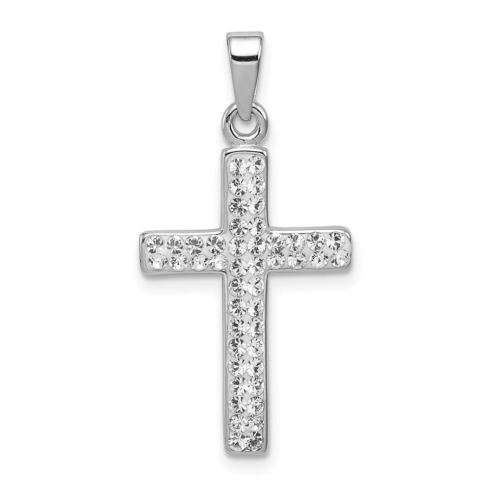 Sterling Silver Rhodium Plated Stellux Crystal Cross Pendant QP2489