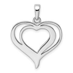 Sterling Silver Rhodium-plated Stellux Crystal Double Heart Pendant QP2490