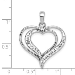 Sterling Silver Rhodium-plated Stellux Crystal Double Heart Pendant QP2490