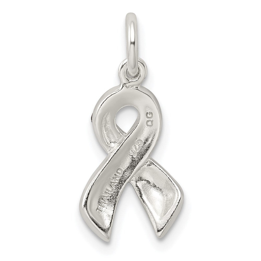 Sterling Silver Stellux Crystal Pink Awareness Ribbon Pendant QP2497