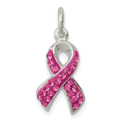 Sterling Silver Stellux Crystal Pink Awareness Ribbon Pendant QP2497
