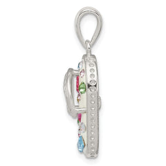Sterling Silver Multi-Color Stellux Crystal Flip-flop Pendant QP2530