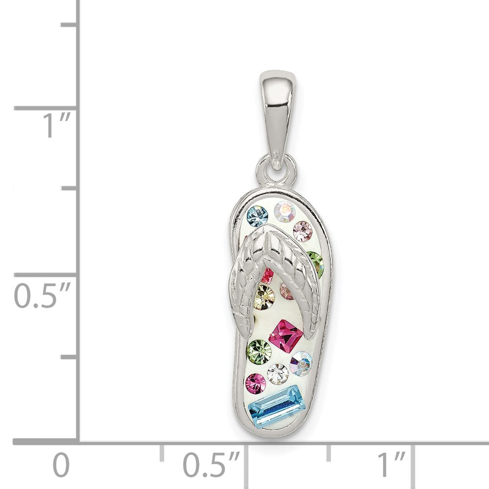 Sterling Silver Multi-Color Stellux Crystal Flip-flop Pendant QP2530