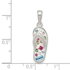 Sterling Silver Multi-Color Stellux Crystal Flip-flop Pendant QP2530