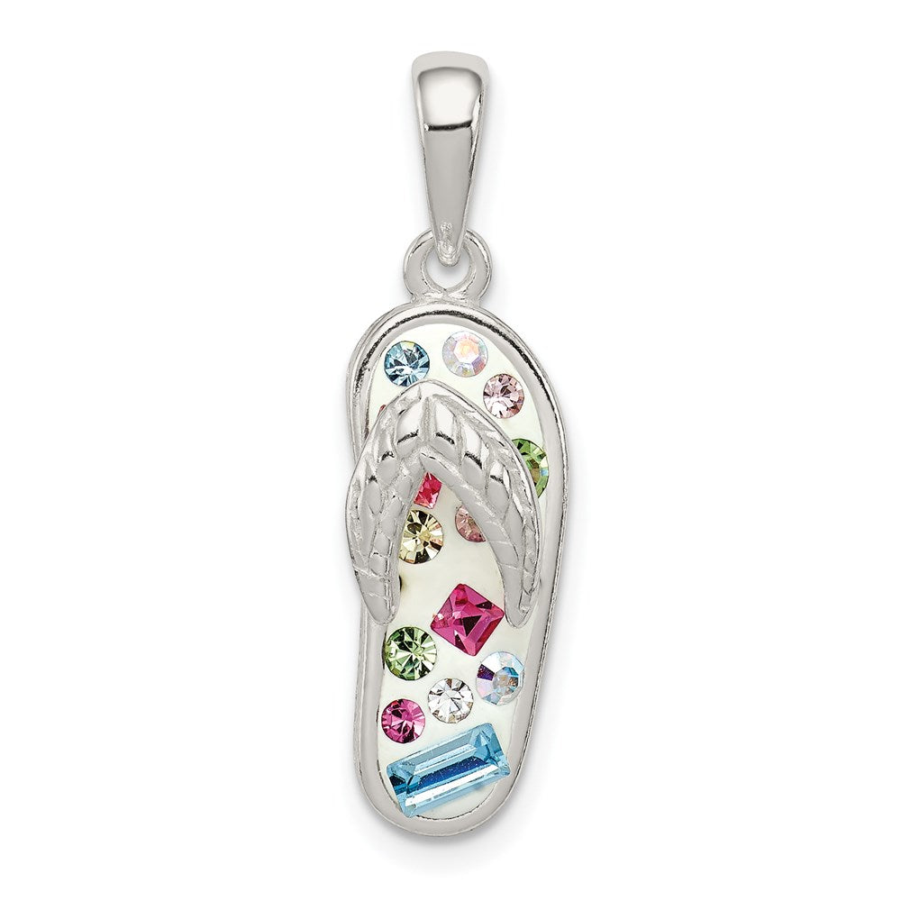 Sterling Silver Multi-Color Stellux Crystal Flip-flop Pendant QP2530