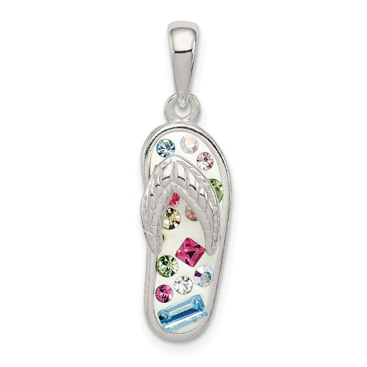 Sterling Silver Multi-Color Stellux Crystal Flip-flop Pendant QP2530