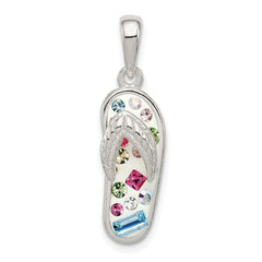 Sterling Silver Multi-Color Stellux Crystal Flip-flop Pendant QP2530