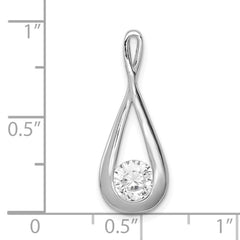 Sterling Silver Rhodium-plated CZ Tear Drop Pendant QP2571