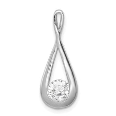 Sterling Silver Rhodium-plated CZ Tear Drop Pendant QP2571
