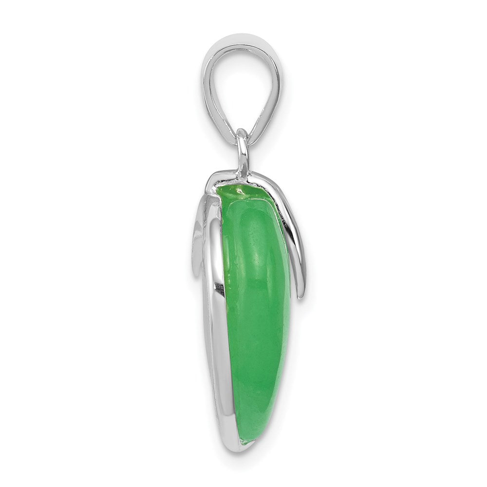 Sterling Silver Green Jade Heart Pendant QP259