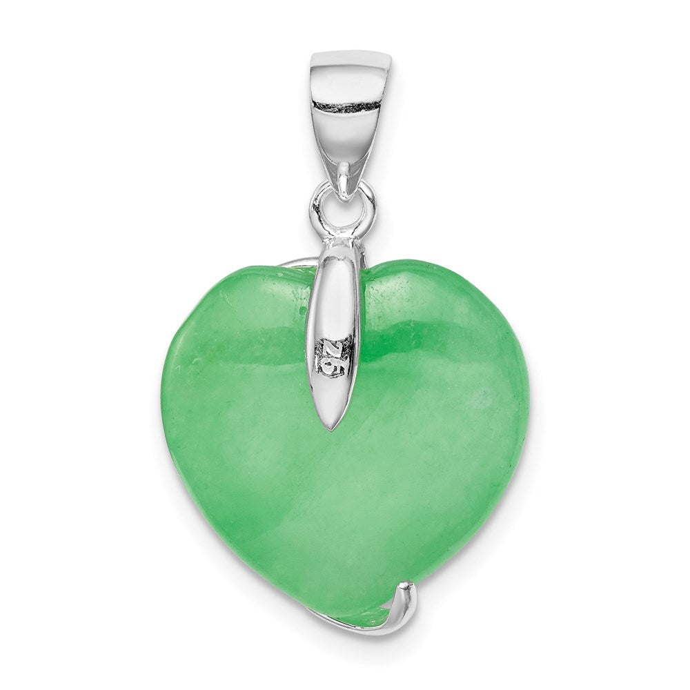 Sterling Silver Green Jade Heart Pendant QP259