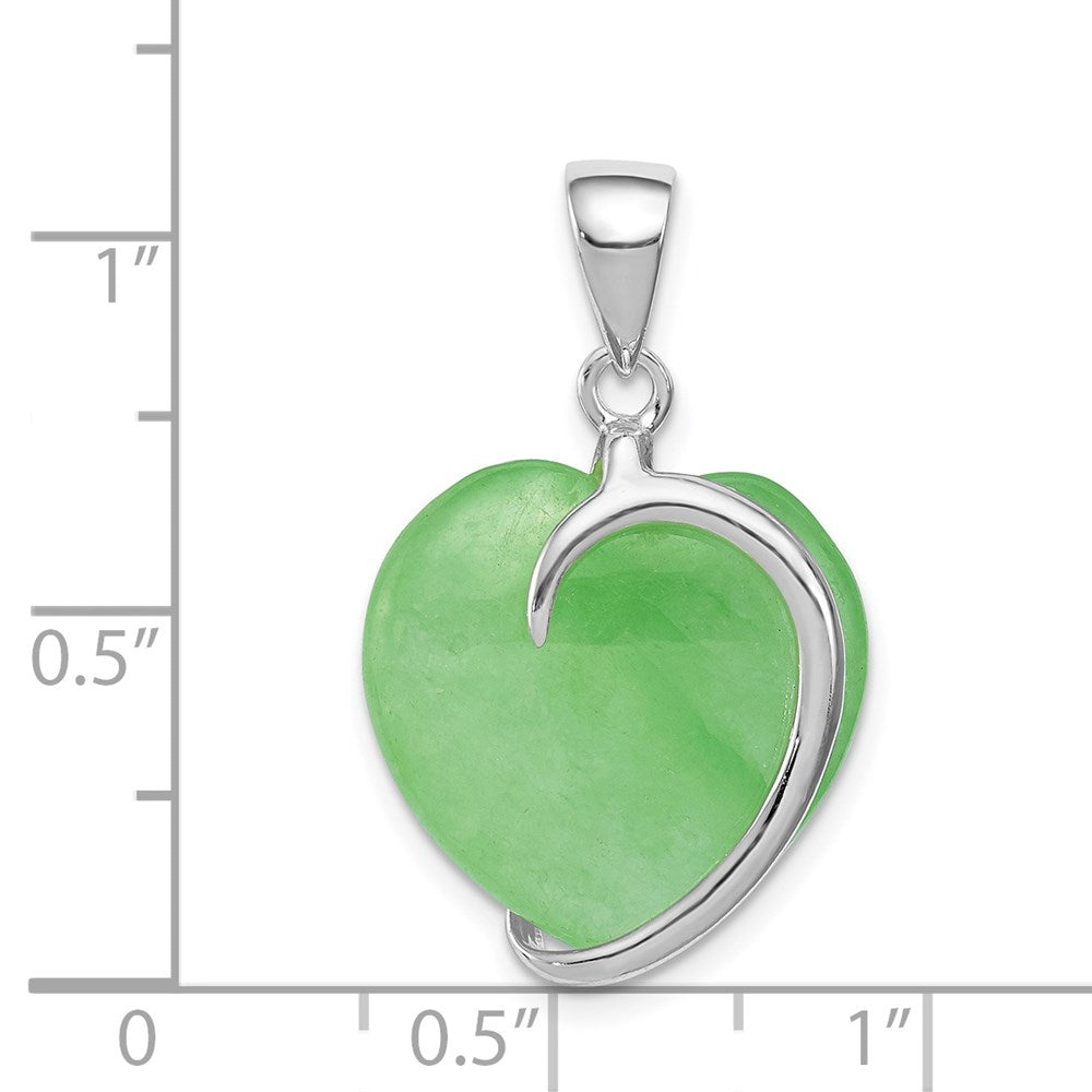 Sterling Silver Green Jade Heart Pendant QP259