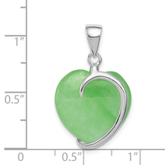 Sterling Silver Green Jade Heart Pendant QP259