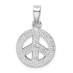 Sterling Silver Rhodium-plated Blue Inlay Created Opal Peace Sign Pendant QP2745