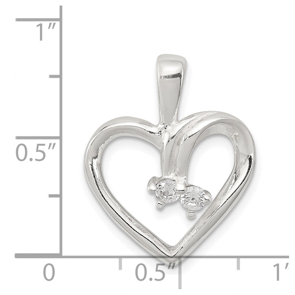Sterling Silver CZ & Heart Pendant QP2769