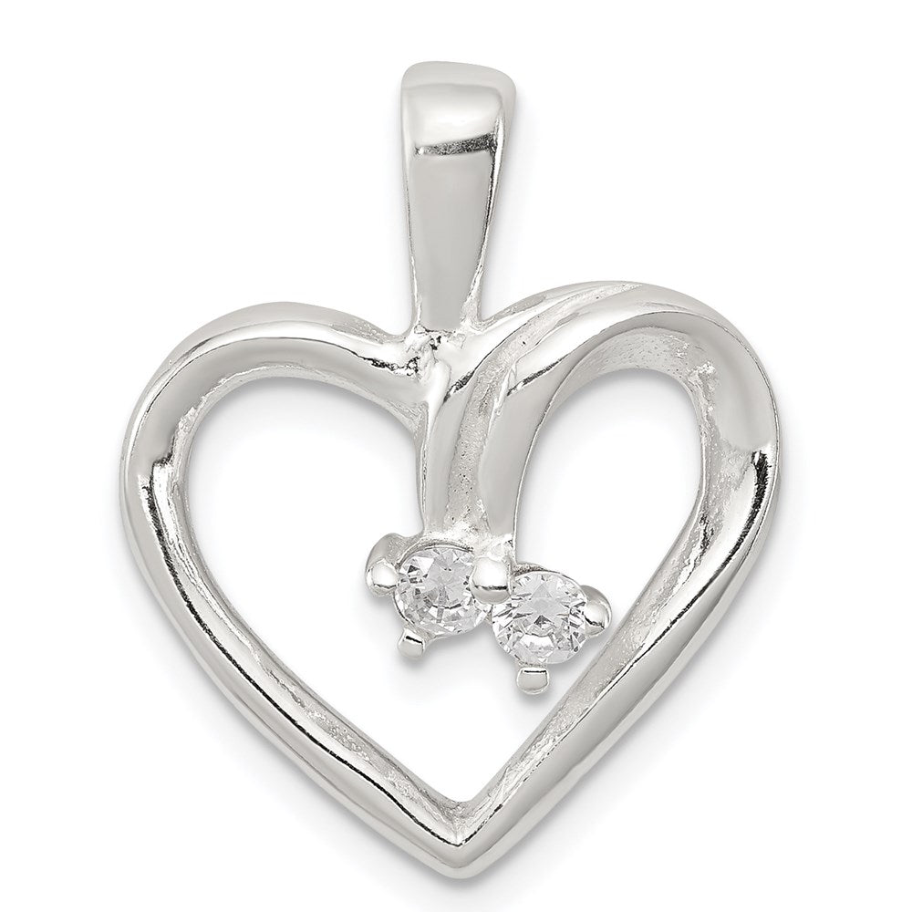 Sterling Silver CZ & Heart Pendant QP2769