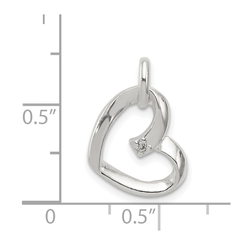 Sterling Silver Heart with CZ Pendant QP2771