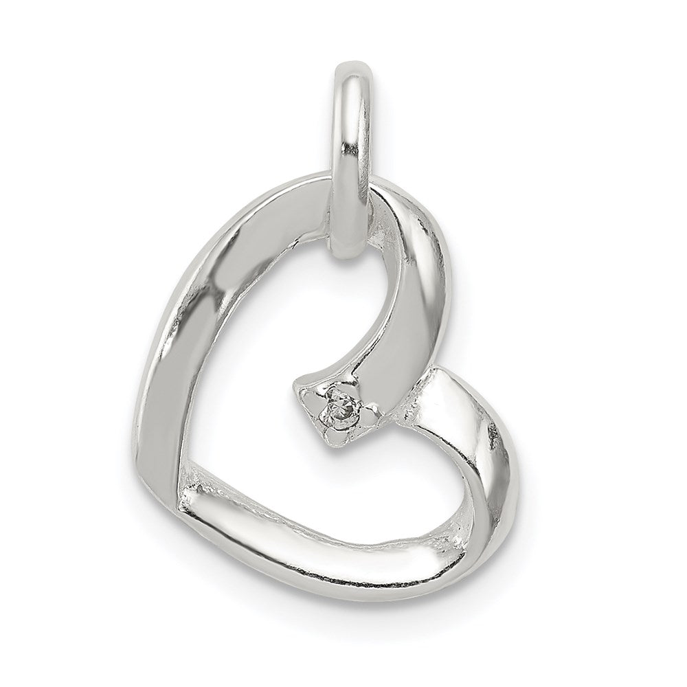 Sterling Silver Heart with CZ Pendant QP2771