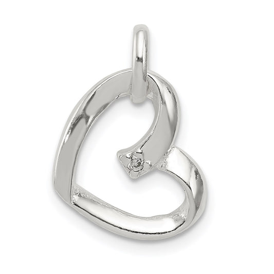 Sterling Silver Heart with CZ Pendant QP2771