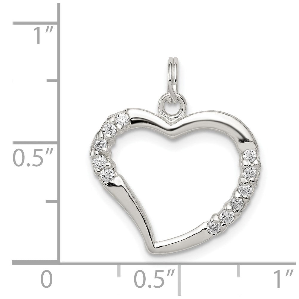 Sterling Silver CZ & Heart Pendant QP2772