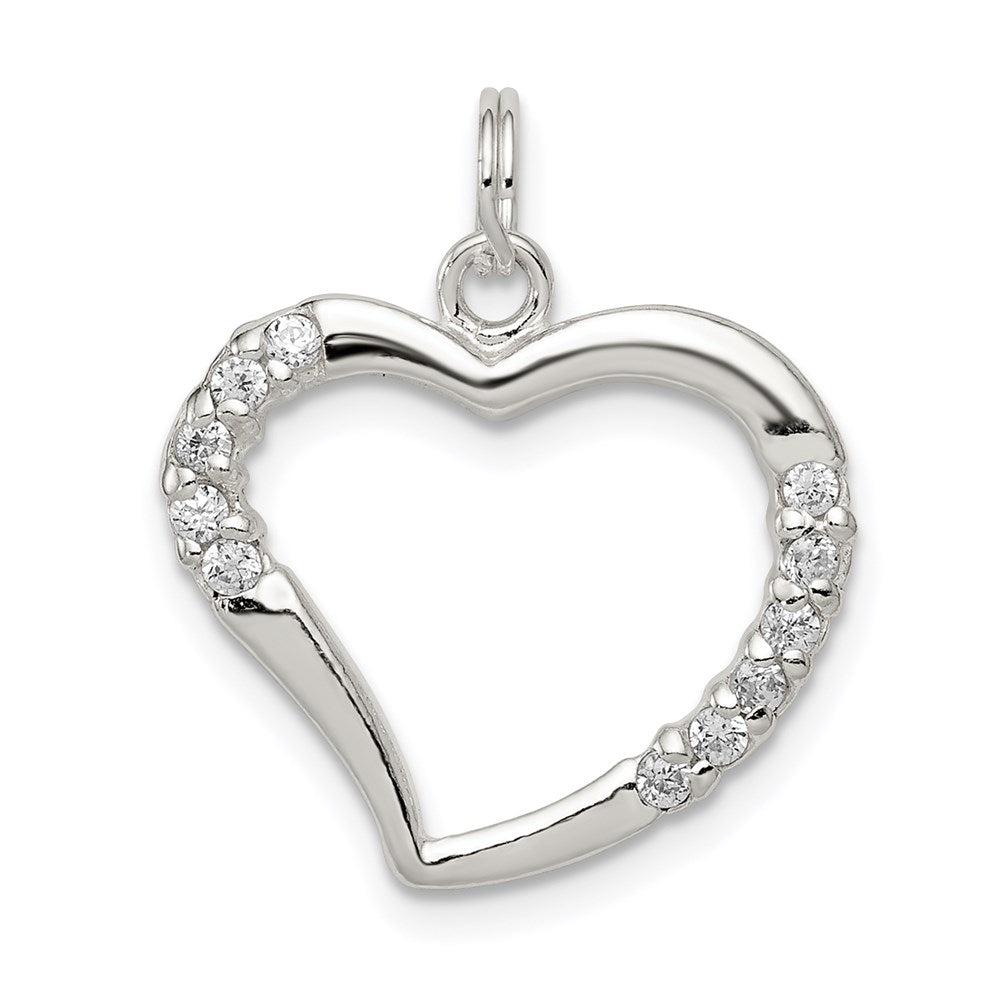 Sterling Silver CZ & Heart Pendant QP2772