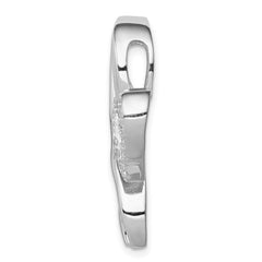 Sterling Silver Rhod-plated CZ Heart/Breast Cancer Ribbon Chain Slide QP2784