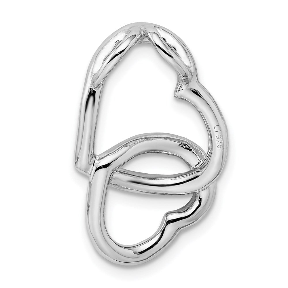 Sterling Silver Rhodium-plated Double Heart Slide Chain Slide QP2787