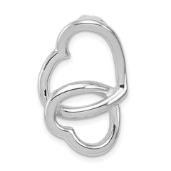 Sterling Silver Rhodium-plated Double Heart Slide Chain Slide QP2787