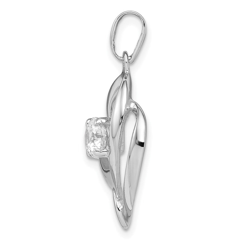 Sterling Silver Rhodium Plated CZ Heart Pendant QP2797