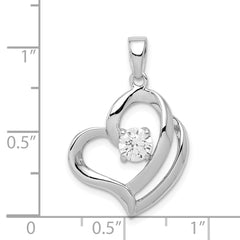 Sterling Silver Rhodium Plated CZ Heart Pendant QP2797