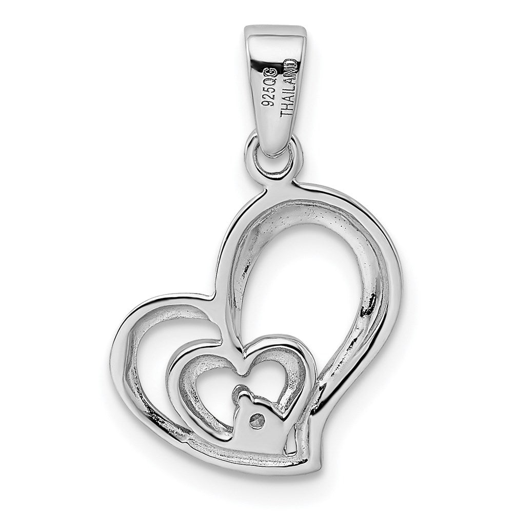 Sterling Silver Rhodium Plated CZ Heart Pendant QP2798