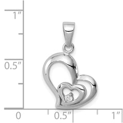 Sterling Silver Rhodium Plated CZ Heart Pendant QP2798