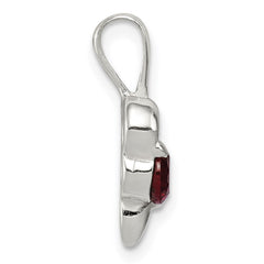 Sterling Silver with Red CZ Heart Pendant QP2825