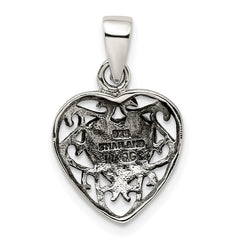 Sterling Silver Filigree Frame Onyx Heart Antiqued Heart Pendant QP2830
