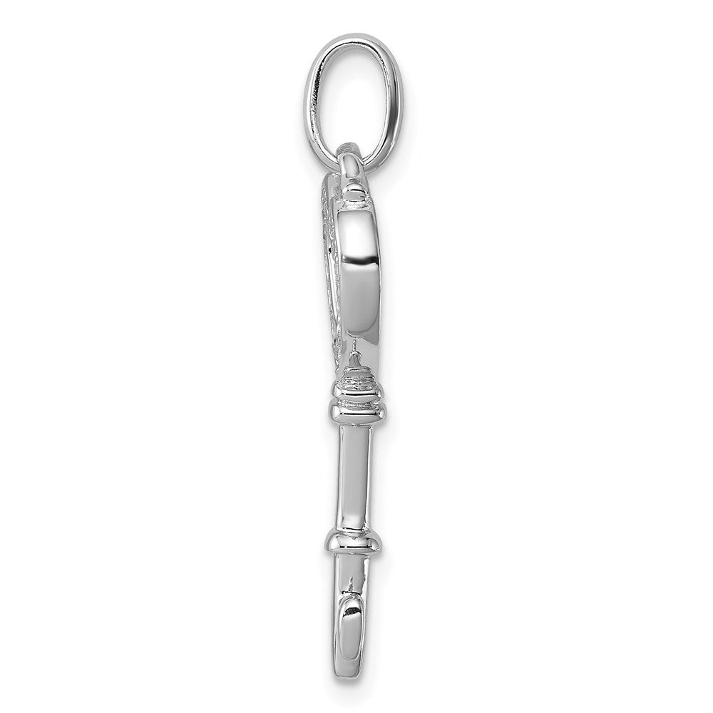 Sterling Silver Rhodium Plated CZ Key Pendant QP2846