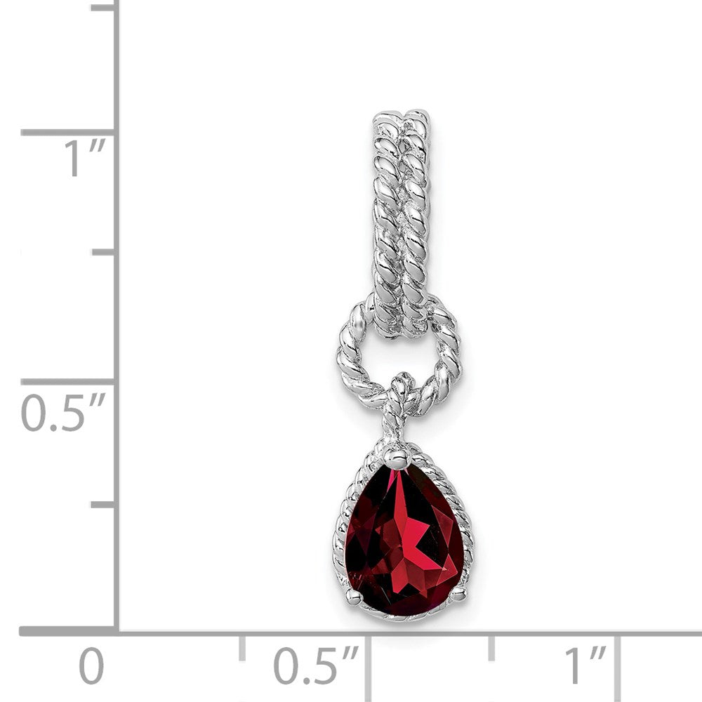Sterling Garnet Pear Twisted Pendant QP2888GA