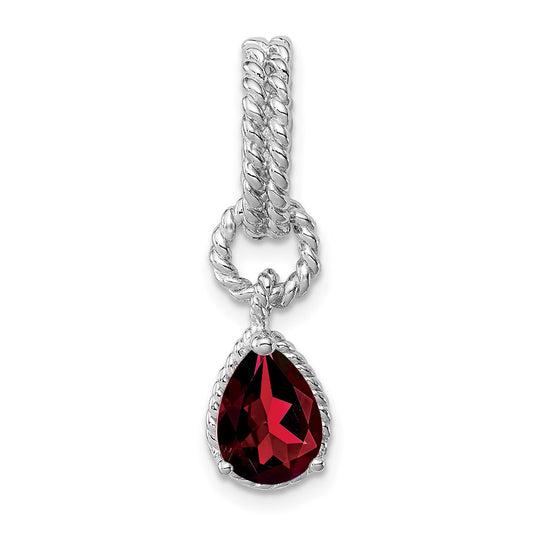 Sterling Garnet Pear Twisted Pendant QP2888GA