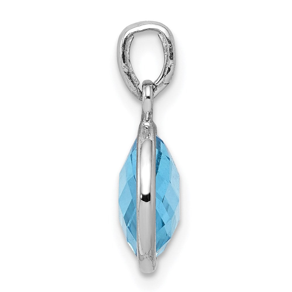 Sterling Silver Rhodium-plated Blue Topaz Pendant QP2897BT