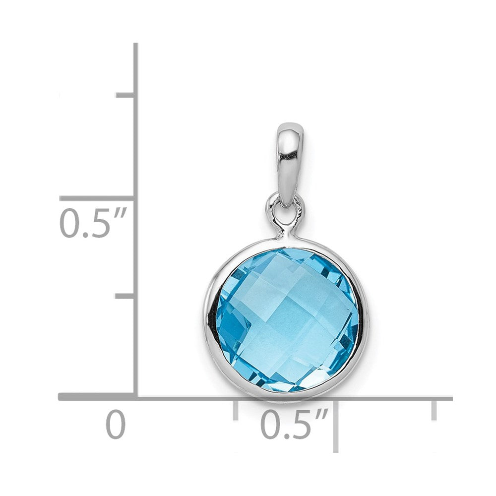 Sterling Silver Rhodium-plated Blue Topaz Pendant QP2897BT