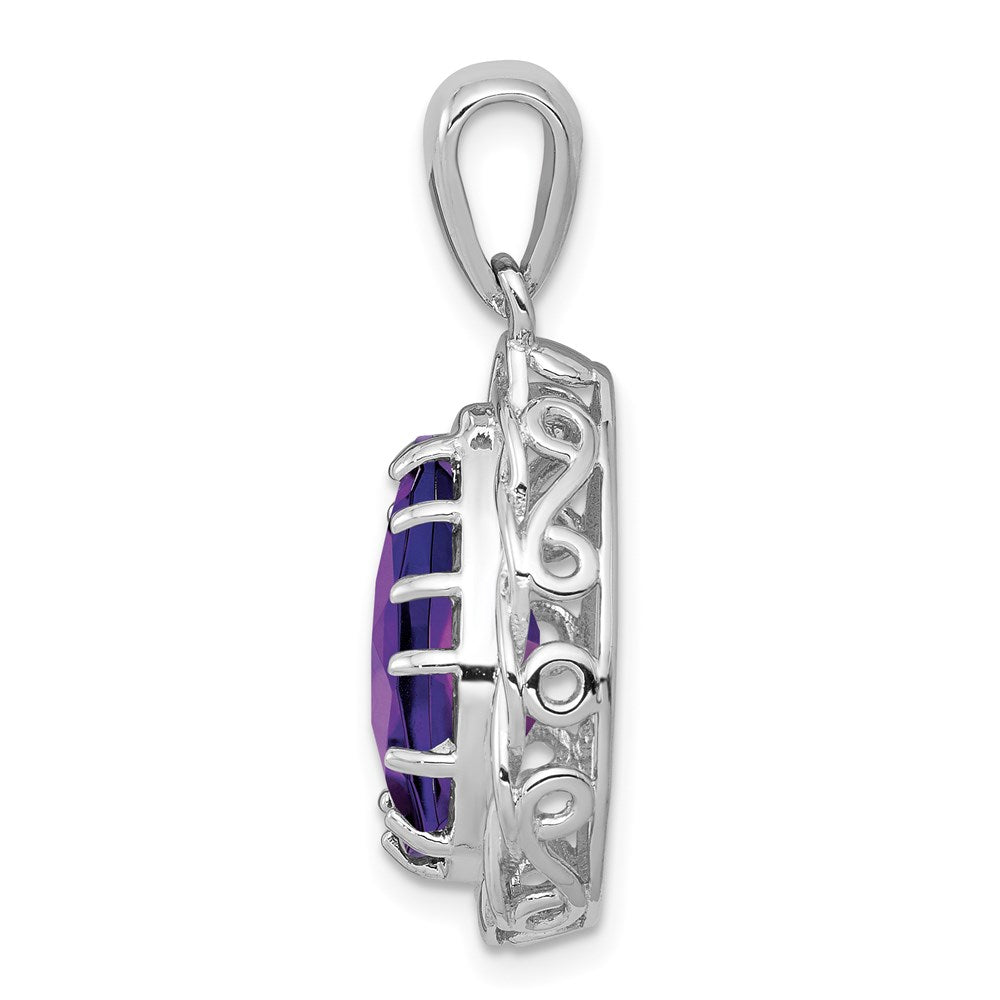 Sterling Silver Rhodium-plated Amethyst Pendant QP2906AM