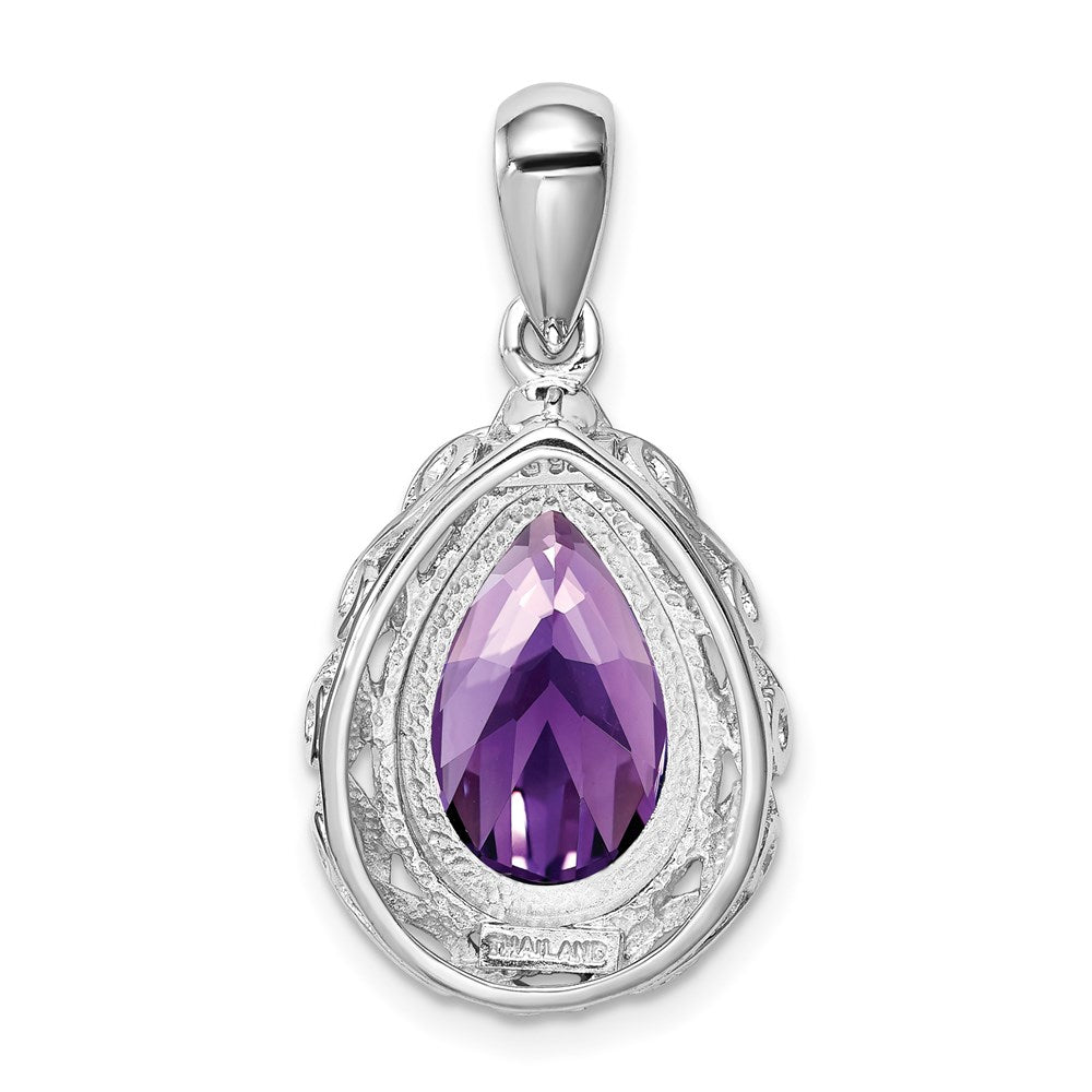 Sterling Silver Rhodium-plated Amethyst Pendant QP2906AM