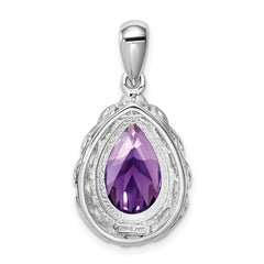 Sterling Silver Rhodium-plated Amethyst Pendant QP2906AM