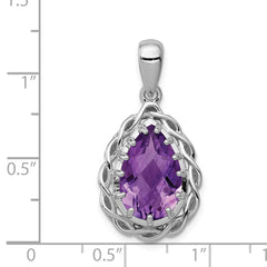 Sterling Silver Rhodium-plated Amethyst Pendant QP2906AM