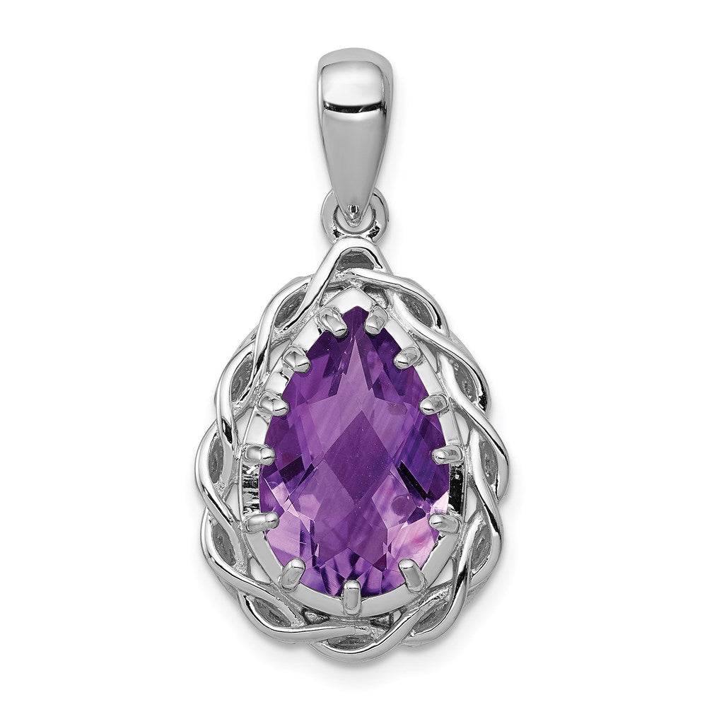 Sterling Silver Rhodium-plated Amethyst Pendant QP2906AM