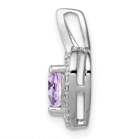 Sterling Silver Rhodium-plated Pink Quartz and Diamond Pendant QP3127PQ