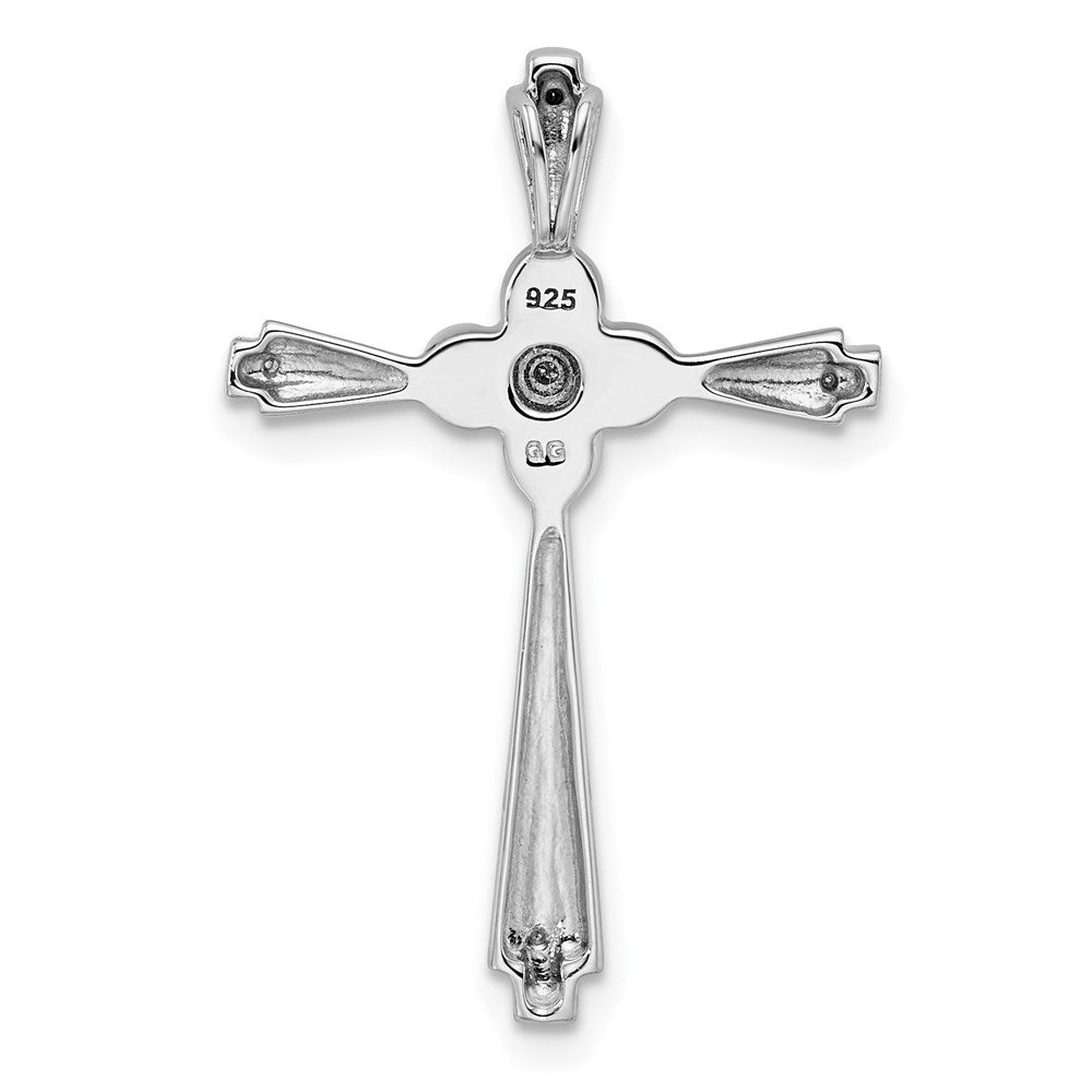 Sterling Silver Rhod Plated Diamond FW Cultured Pearl Cross Pendant QP3189