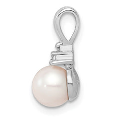 Sterling Silver Rhod Plated Diamond and FW Cultured Pearl Pendant QP3198
