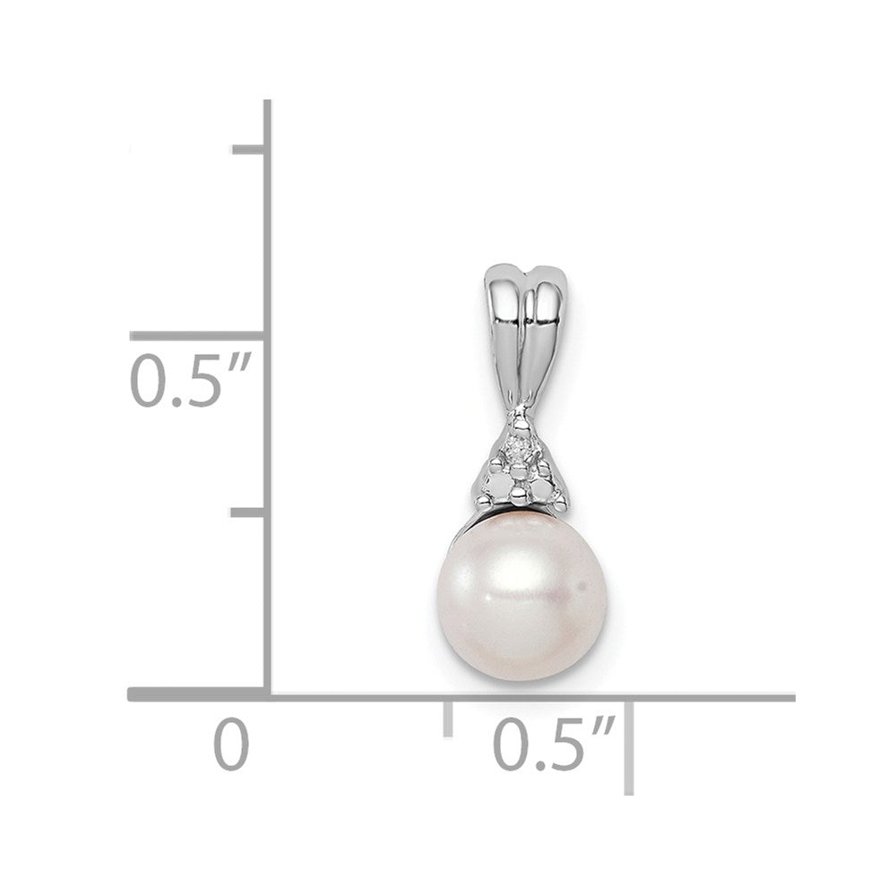 Sterling Silver Rhod Plated Diamond and FW Cultured Pearl Pendant QP3198